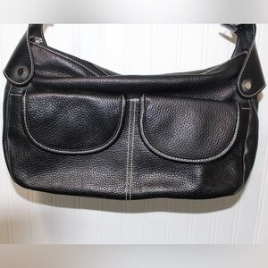 Maxx New York Black Pebbled Leather Shoulder Bag Adjustable Strap